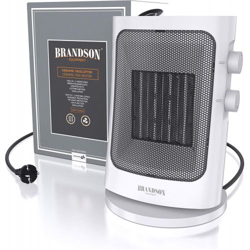  [아마존베스트]Brandson - Fan heater with Two Power Levels - Bathroom Fan Heater Energy-Saving Quiet - Continuous Temperature Control - Ceramic Heating Element - Thermal Fuse - Heating Heater - W