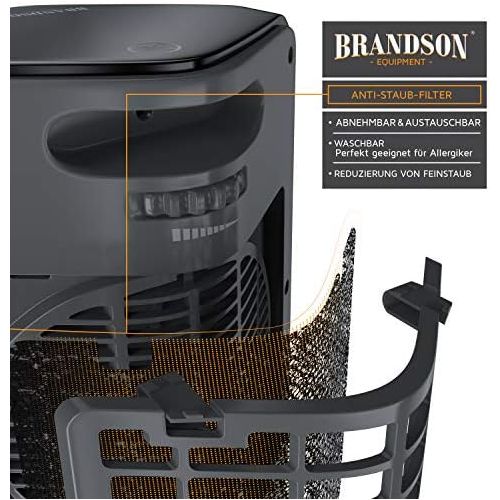  [아마존베스트]BRANDSON - Fan Heater - Ceramic Fan Heater Bathroom Energy-Saving Quiet - Quick Heater With Oscillation Function - 2 X Heat Settings - Timer - GS Certified Heater