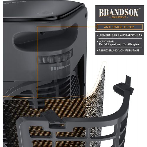  [아마존베스트]BRANDSON - Fan Heater - Ceramic Fan Heater Bathroom Energy-Saving Quiet - Quick Heater With Oscillation Function - 2 X Heat Settings - Timer - GS Certified Heater