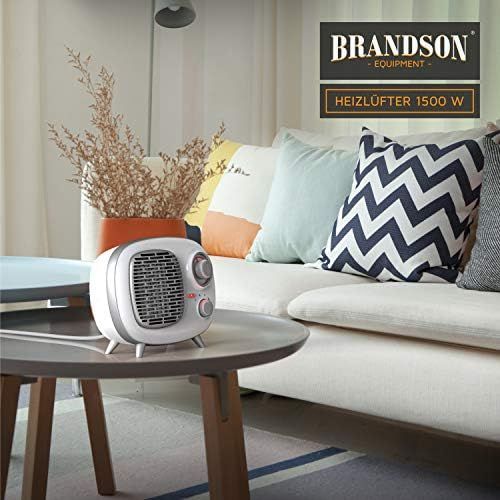  [아마존베스트]Brandson - Fan heater with two power settings - fan heater bathroom energy-saving quiet - continuous temperature control - ceramic heating element - thermal fuse - heating heater -