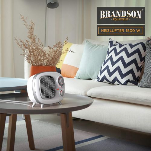  [아마존베스트]Brandson - Fan heater with two power settings - fan heater bathroom energy-saving quiet - continuous temperature control - ceramic heating element - thermal fuse - heating heater -