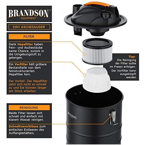  Brandson 2 in 1 Ash Vacuum Cleaner Fireplace Vacuum Cleaner