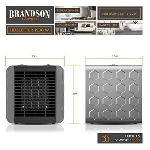  Brandson Fan heater with two power levels Bathroom Fan heater energy saving quiet continuous temperature control ceramic heating element thermal fuse heating heater c