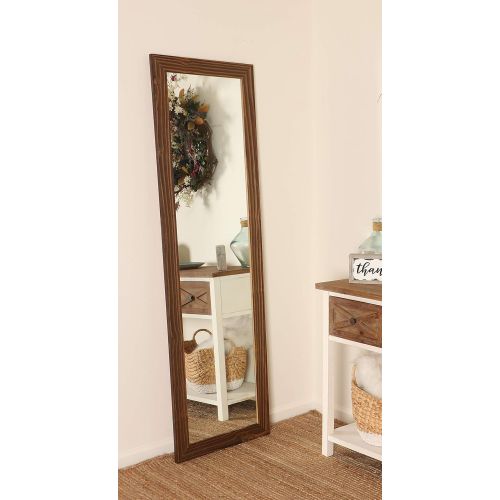  BrandtWorks AZBM44Thin Wood Toned Slim Floor Mirror 21 x 70.5 Dark Brown