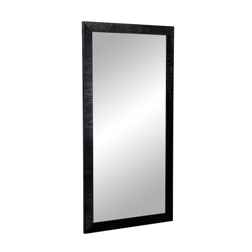  BrandtWorks, LLC AZ-AV47TALL Glossy Black Ribbed Floor Mirror 32 x 65.5