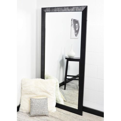  BrandtWorks, LLC AZ-AV47TALL Glossy Black Ribbed Floor Mirror 32 x 65.5