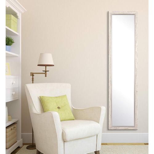  BrandtWorks AZBM72Thin Silver and Cream Aspen Slim Floor Mirror, 19.5 x 69