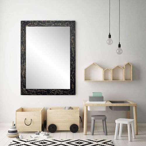  BrandtWorks, LLC AZ-AV49TALL Shadow Falls Floor Mirror 32.5 x 66 Black/Tan