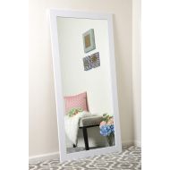 BrandtWorks AZBM086T Framed Non Beveled Mirror 32 x 71 Pearl White