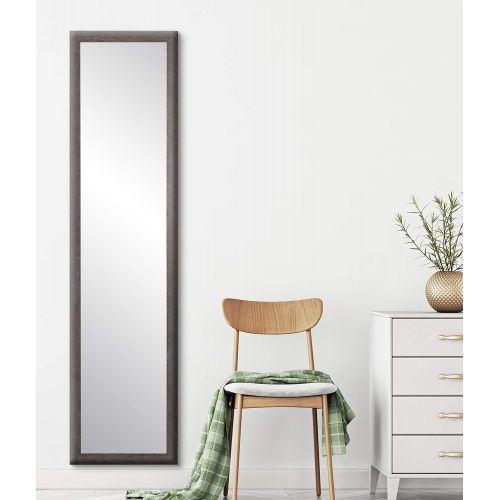  BrandtWorks AZBM75Thin Charcoal Farmhouse Gray Slim Floor Mirror, 19 x 68.5