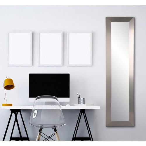  BrandtWorks AZBM78THIN Industrial Modern Slim Floor Mirror, 21.5 x 71, Silver