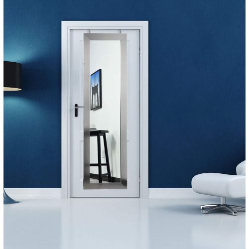  BrandtWorks BM3THINH Modern Over The Door Full Length Dressing Mirror, Matte White, Matte White