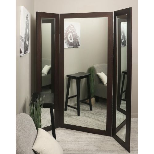  BrandtWorks Modern Silver Tri-Fold Mirror Large