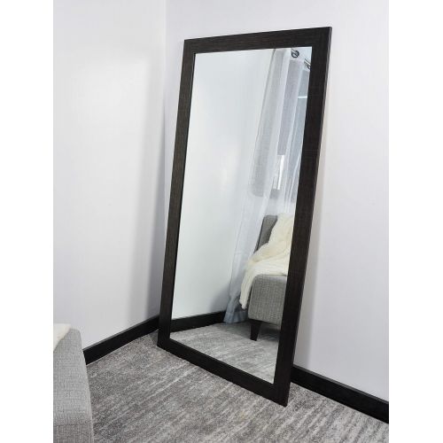  BrandtWorks Wall Mirror, 32 x 71, Flat Scratched Black