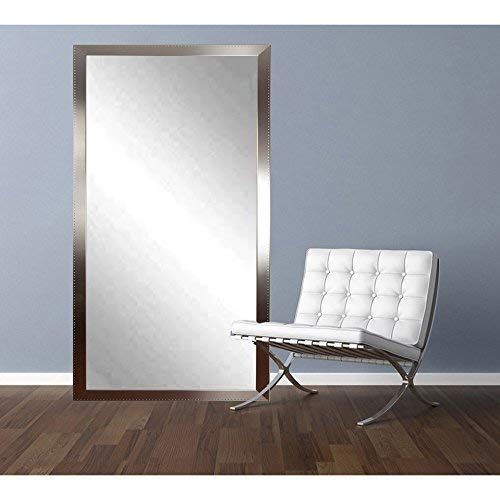  BrandtWorks Embossed Steel Floor Vanity Wall Mirror 30.5 x 64.5 Silver