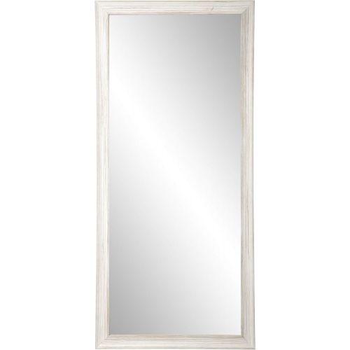  BrandtWorks AV18TALL Texture Tall Vanity Wall Mirror, 31.5 x 65, Distressed White