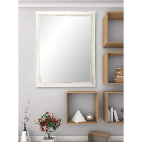  BrandtWorks BM018L3 Coastal Whitewood Wall Mirror, 31.5 x 54.5, White