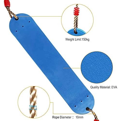  Braoses elastic childrens swing colour Eva soft board U-swing board swing seat swing board load up to approx. 150 kg Swing for Children Garden Indoor Outdoor (Blue)