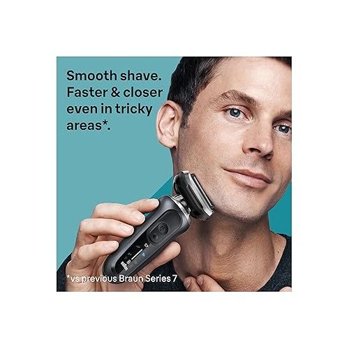 브라운 Braun Electric Shaver for Men, Series 7 7177cc, Wet & Dry Shave, Turbo & Gentle Shaving Modes, Waterproof Foil Shaver, Space Grey