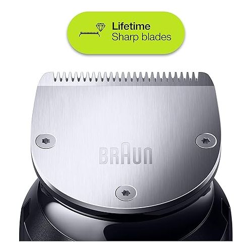 브라운 Braun Beard Detail Trimmer, Hair Clippers for Men, Cordless & Rechargeable, Mini Foil Shaver with Gillette ProGlide Razor, Silver, 10 Piece Set