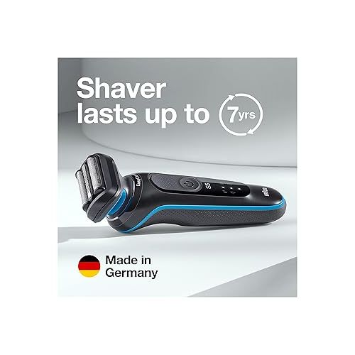 브라운 Braun Series 5 5049cs Electric Shaver with Charging Stand, Beard Trimmer, Face Shaver, Wet & Dry, Rechargeable, Cordless Foil Shaver, Blue