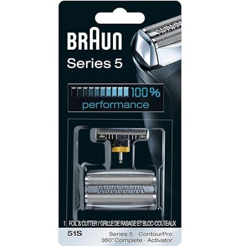 브라운 BRAUN 51S 8000 Series 5 360 Complete Activator ContourPro Shaver Foil & Cutter Head Replacement Pack, 2 Count