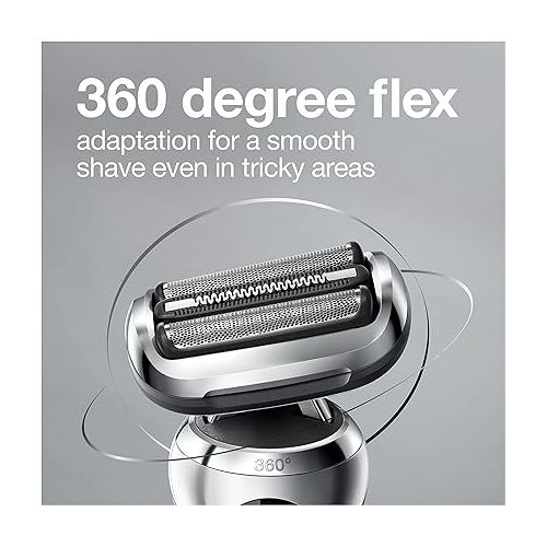 브라운 Braun Series 7 7020s Flex Electric Razor for Men with Precision Trimmer, Wet & Dry, Rechargeable, Cordless Foil Shaver, Silver