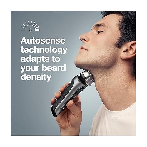 브라운 Braun Electric Razor for Men, Series 8 8457cc Electric Foil Shaver with Precision Beard Trimmer, Cleaning & Charging SmartCare Center, Galvano Silver