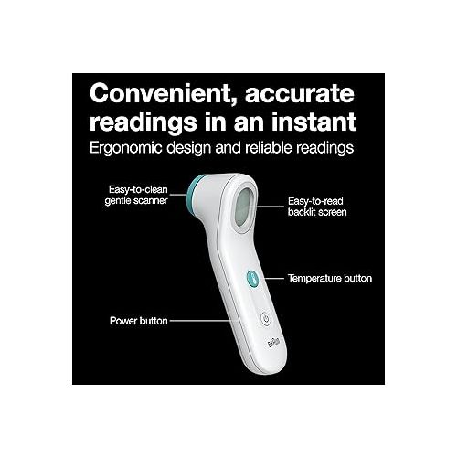 브라운 Braun Forehead Thermometer - Digital Thermometer with Professional Accuracy and Color Coded Temperature Guidance - Thermometer for Adults, Babies, Toddlers and Kids