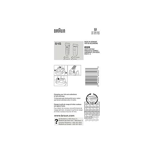 브라운 Braun Series 5 Combi 51S Foil and Cutter Replacement Pack (Formerly 8000 360 Complete or Activator), 0.32 Ounce