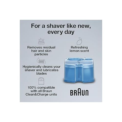 브라운 Braun Clean & Renew Refill Cartridges CCR, Replacement Shaver Cleaner Solution for Clean&Charge Cleaning System, Pack of 6