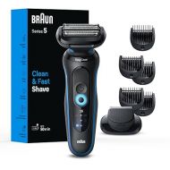 Braun Electric Shaver for Men, Series 5 5120s, Wet & Dry Shave, Turbo Shaving Mode, Foil Shaver, Engineered in Germany, with Beard Trimmer & Pouch, Blue