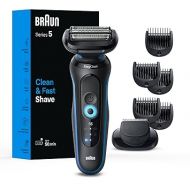 Braun Electric Shaver for Men, Series 5 5120s, Wet & Dry Shave, Turbo Shaving Mode, Foil Shaver, Engineered in Germany, with Beard Trimmer & Pouch, Blue