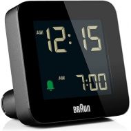 Braun Digital Alarm Clock with Snooze, Negative LCD Display, Quick Set, Crescendo beep Alarm in Black, Model BC09B