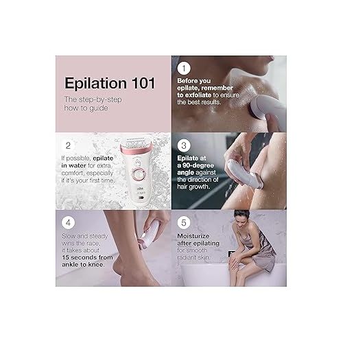 브라운 Braun Epilator Silk-epil 9 9-985, Facial Hair Removal for Women, Hair Removal Device, Shaver, Cordless, Rechargeable, Wet & Dry, Facial Cleansing Brush