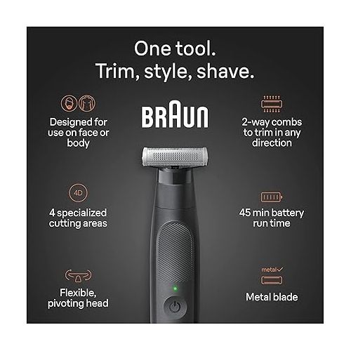브라운 Braun Series XT5 ? Beard Trimmer, Shaver and Electric Razor for Men, Body Grooming Kit for Manscaping, Durable One Blade, One Tool for Stubble, Hair, Groin, Underarms, XT5100