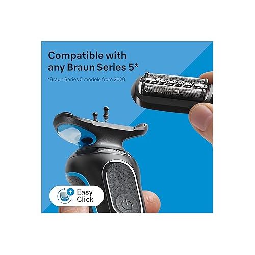 브라운 Braun Series 5 Electric Shaver Replacement Head, Easily Attach Your Shaver Head for a Shave as efficient as Day one, Compatible with New Generation Series 5 Shavers, 54B, Black