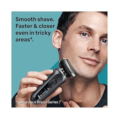 브라운 Braun Electric Shaver for Men, Series 7 7171cc, Wet & Dry Shave, Turbo & Gentle Shaving Modes, Waterproof Foil Shaver with Precision Trimmer, Space Grey
