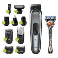 Braun Hair Clippers for Men, MGK7221 10-in-1 Body Grooming Kit, Beard, Ear and Nose Trimmer, Body Groomer and Hair Clipper, Black/Silver