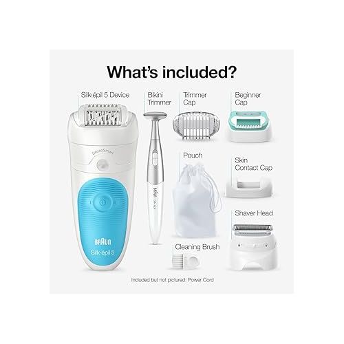 브라운 Braun Epilator Silk-epil 5 5-810, Hair Removal Device, Epilator for Women, Shaver & Bikini Trimmer, Cordless, Rechargeable, Wet & Dry