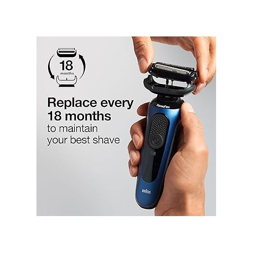 브라운 Braun Series 5 53B Electric Shaver Head, Black - Designed for Series 5 and Series 6 shavers (new generation)