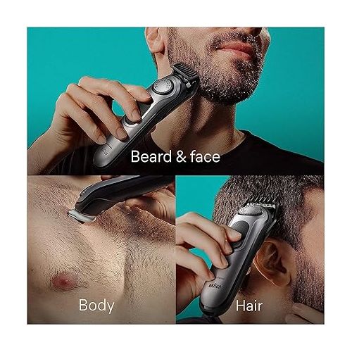 브라운 Braun All-in-One Style Kit Series 7 7440, 12-in-1 Trimmer for Men with Beard Trimmer, Body Trimmer for Manscaping, Hair Clippers & More, Braun’s Sharpest Blade, 40 Length Settings, Waterproof