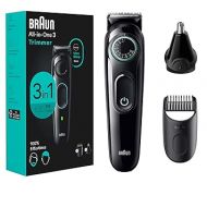Braun All-in-One Style Kit Series 3 3430, 3-in-1 Trimmer for Men with Beard Trimmer, Ear & Nose Trimmer, Hair Clippers, Ultra-Sharp Blade, 20 Length Settings, Washable, Black