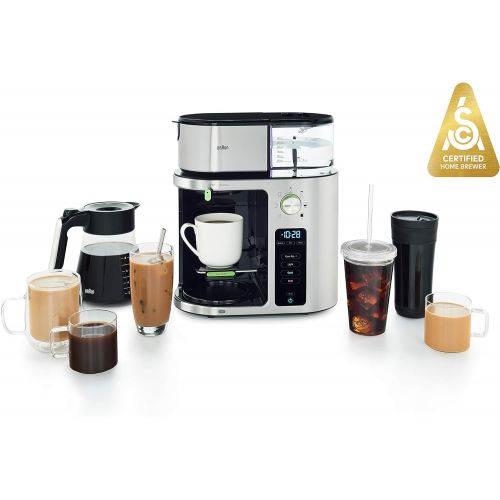 브라운 Braun MultiServe Machine 7 Programmable Brew Sizes / 3 Strengths + Iced Coffee, Glass Carafe (10-Cup), Stainless Steel, KF9070SI & KG7070 Burr Grinder, 7.4 x 5.2 x 10.6 Inches, Sta