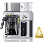 Braun MultiServe Coffee Machine 7 Programmable Brew Sizes / 3 Strengths + Iced Coffee & Hot Water for Tea, Glass Carafe (10-Cup), White, KF9150WH