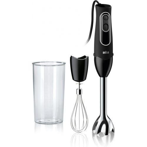 브라운 Braun MultiQuick 5 Immersion Hand Blender Patented Technology - Powerful 350 Watt - Dual Speed - Includes Beaker, Whisk, 505, Black, MQ505