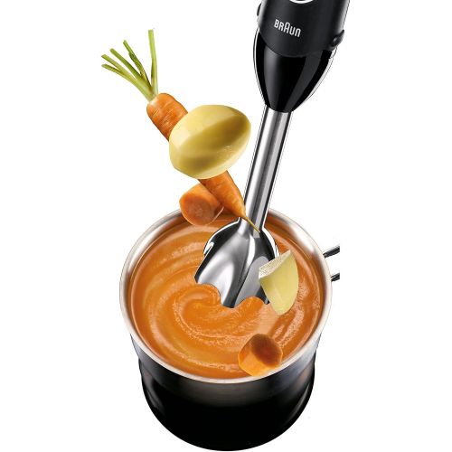 브라운 Braun MultiQuick 5 Immersion Hand Blender Patented Technology - Powerful 350 Watt - Dual Speed - Includes Beaker, Whisk, 505, Black, MQ505