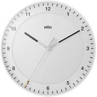 Braun Klassische grosse analoge Wanduhr leisem Uhrwerk, leicht abzulesendes Zifferblatt, 30cm Durchmesser, weisses Modell BC17W.