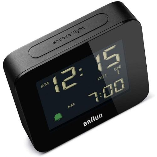 브라운 Braun Digitaler multiregionaler Funkwecker mit Schlummerfunktion, negatives LC-Display, Schnelleinstellfunktion, Alarmfunktion, in Schwarz, Modell BNC009BK-RC