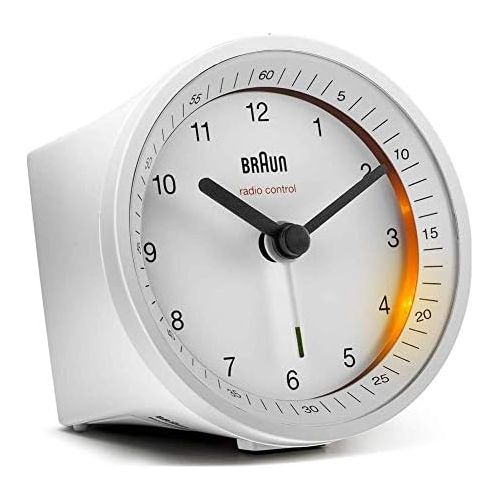 브라운 Braun BNC007WHWHRC Radio Controlled Alarm Clock, Plastik, White, 8 x 8 x 6.5 cm